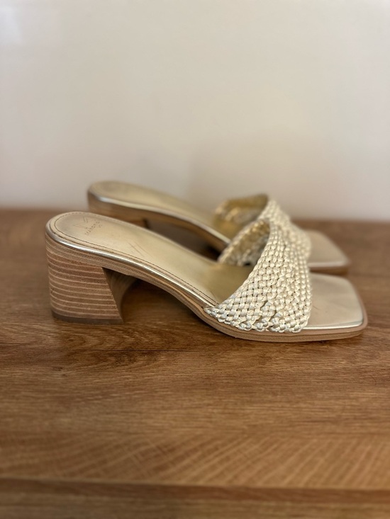 Marc Fisher Shoes - Marc Fisher Natural Woven Block Heel Mules women’s size 9 1/2 #chic #summer